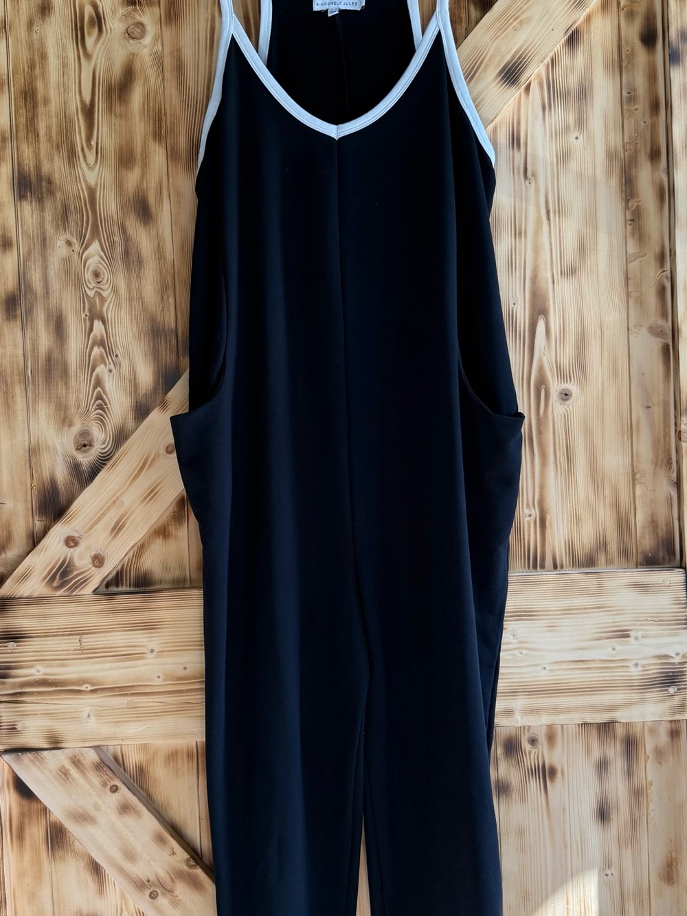 Sincerely Jules Black Top with White Neck Trim